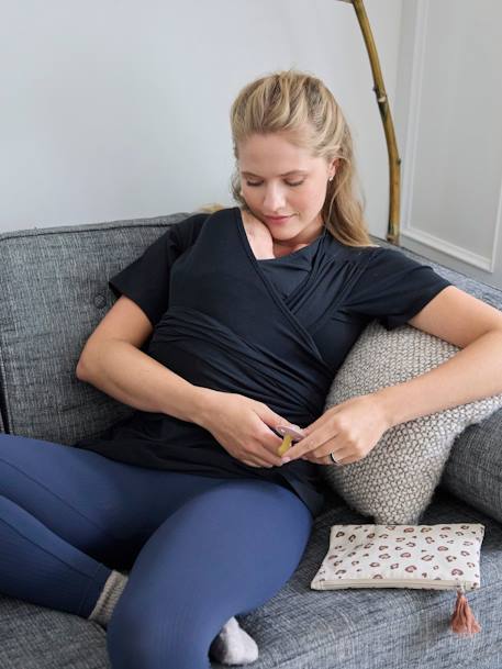 Vertbaudet - T-shirt peau à peau adulte mixte en coton biologique noir