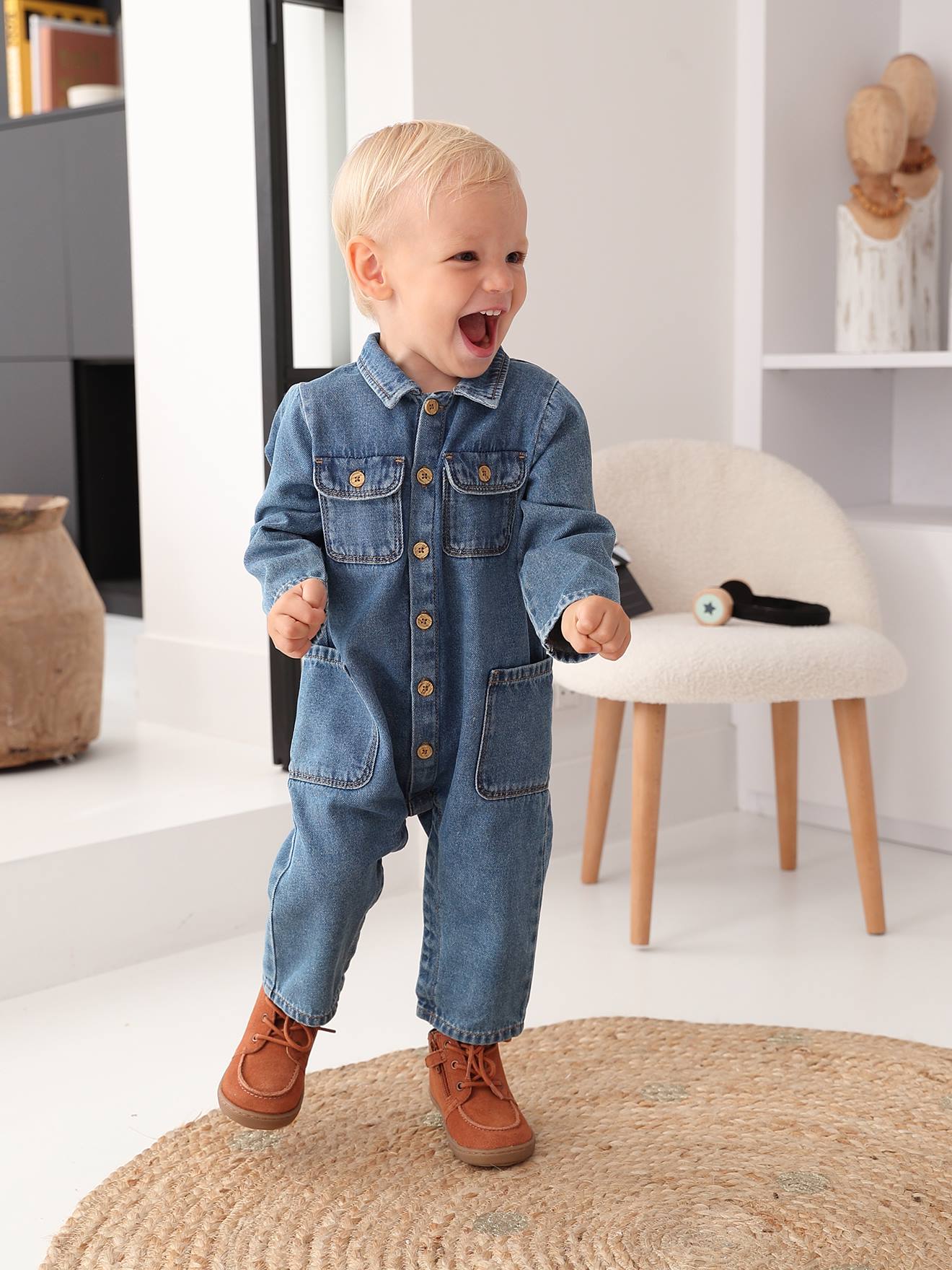 Combinaison bébé en denim stone