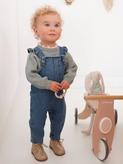 -Salopette bébé en denim bretelles à volants