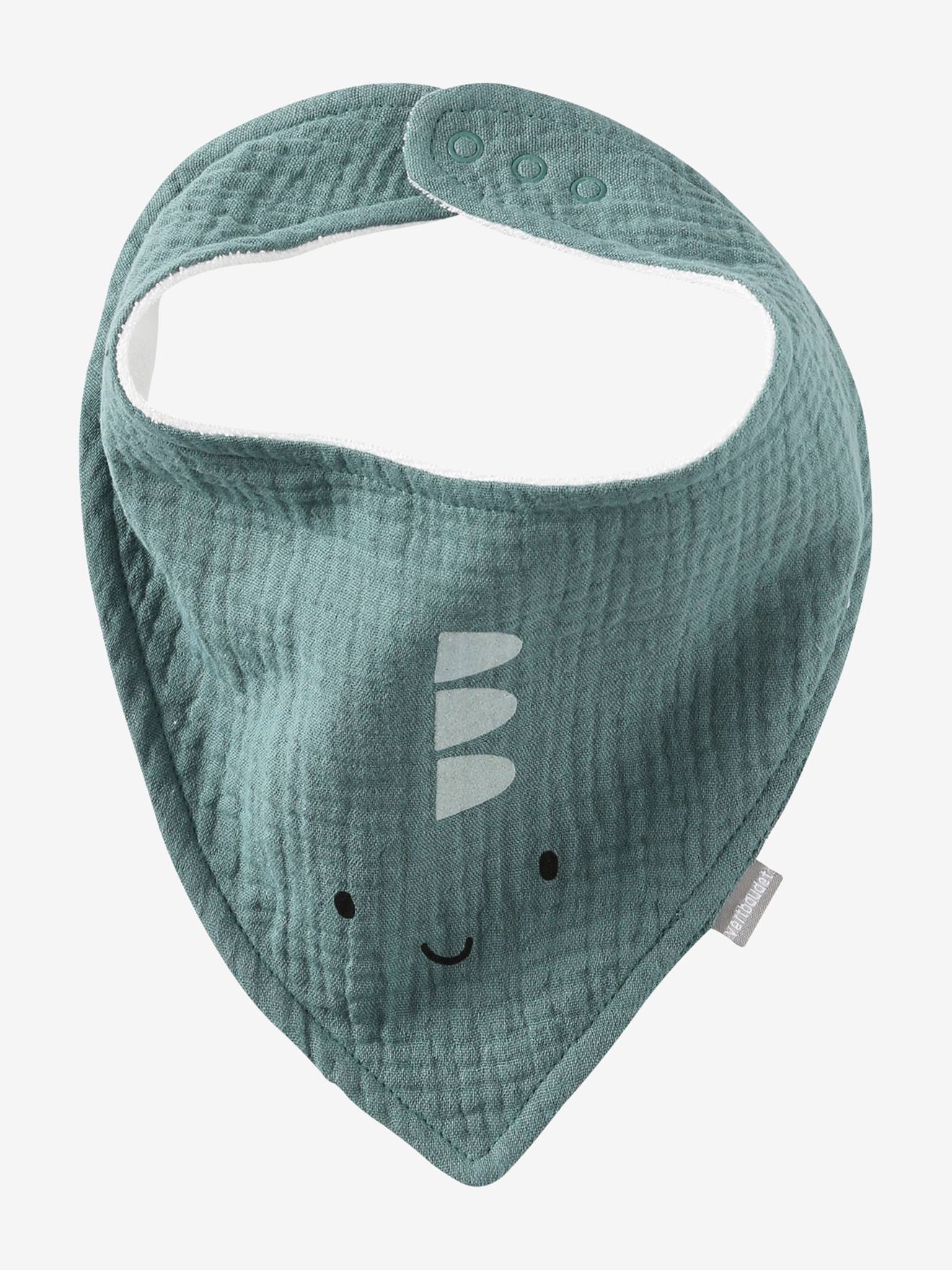 Lot 3 bavoirs bandanas en gaze de coton broceliande (Vertbaudet) - Image 2