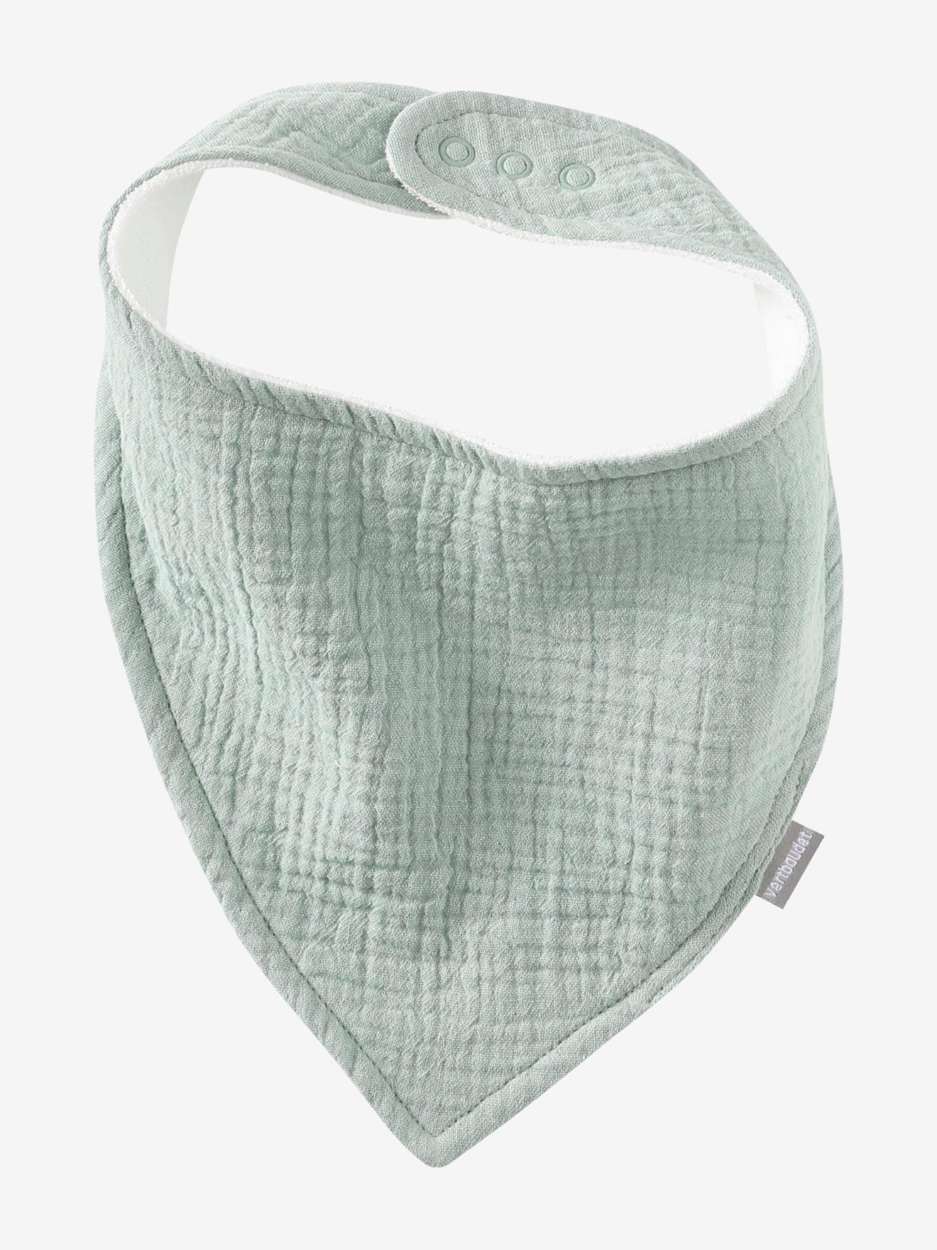 Lot 3 bavoirs bandanas en gaze de coton broceliande (Vertbaudet) - Image 1