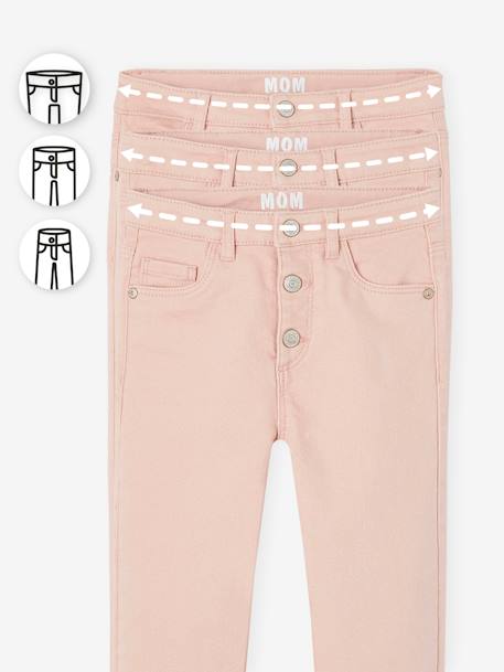 Pantalon fille mom MorphologiK fin écru+encre+pêche+rose poudré 19 - vertbaudet enfant 