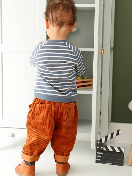 Sweat bébé en molleton rayé bleu+rayé vert+tomette+vert sapin 4 - vertbaudet enfant 