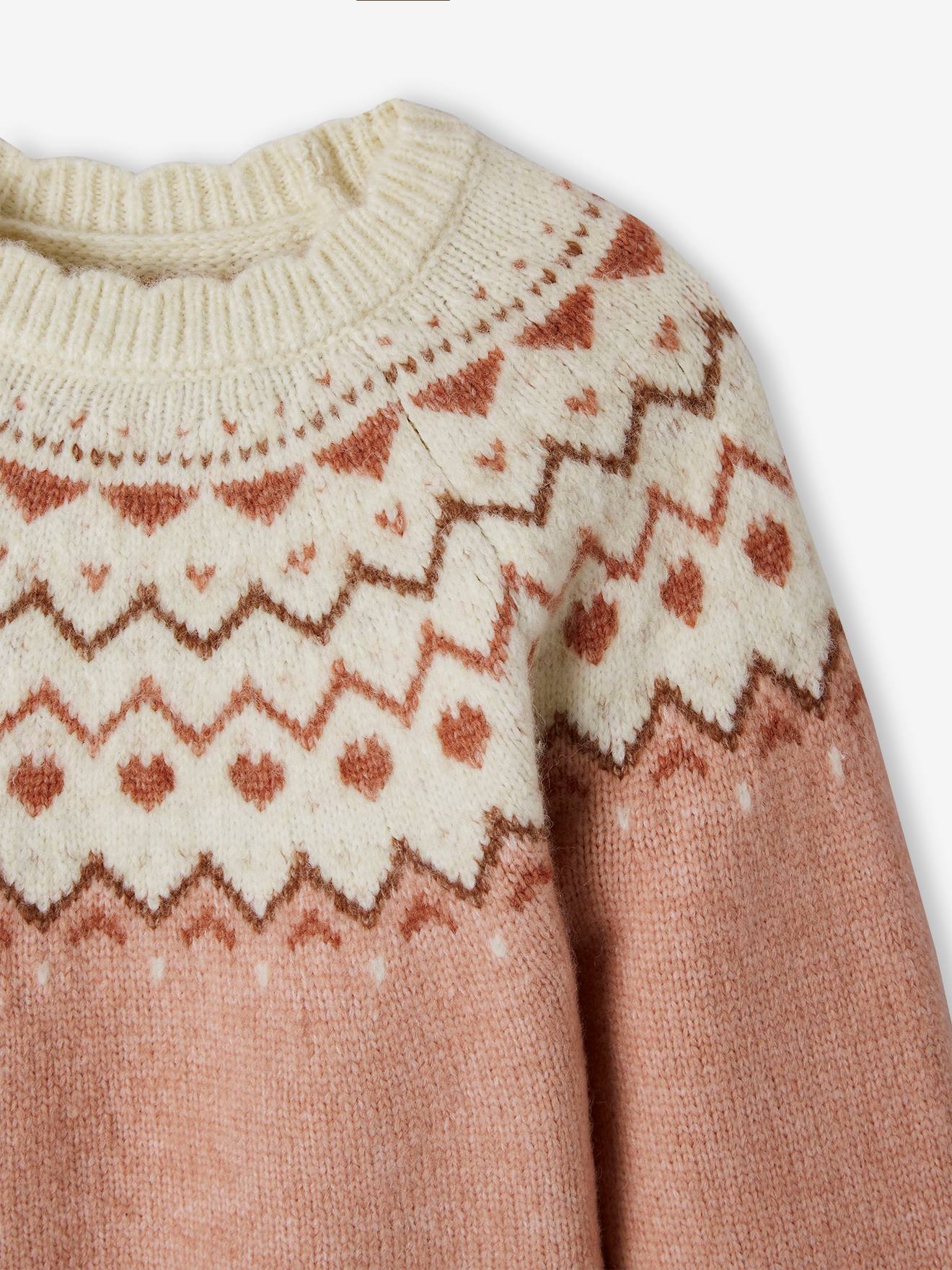 Pull Jacquard Fille Vertbaudet - Maille Douce, Encolure Ronde, Motifs Jacquard, Composition 57% Acrylique, 40% Polyester, 3% Laine - 5