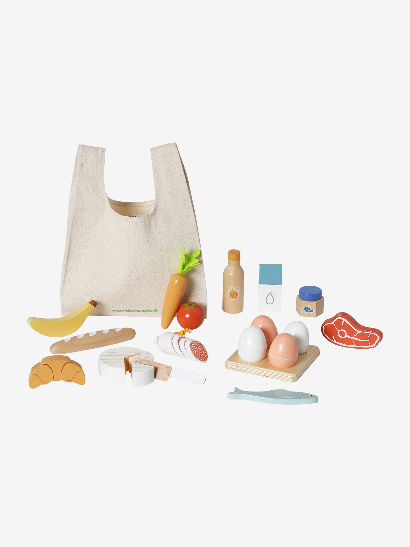 Set d'aliments + sac de courses en bois FSC® bois