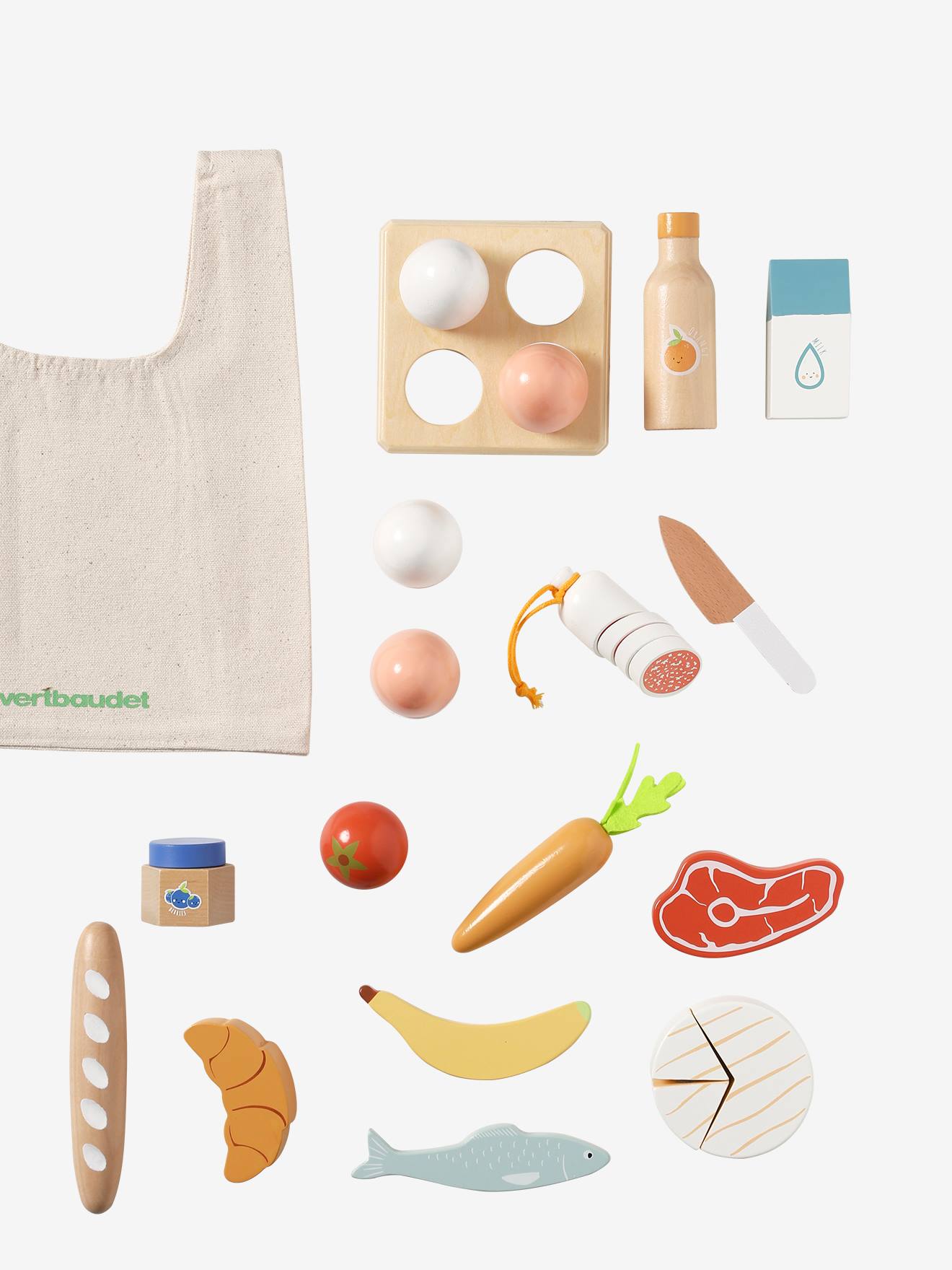 Set d'aliments + sac de courses en bois FSC® bois (Vertbaudet) - Image 2
