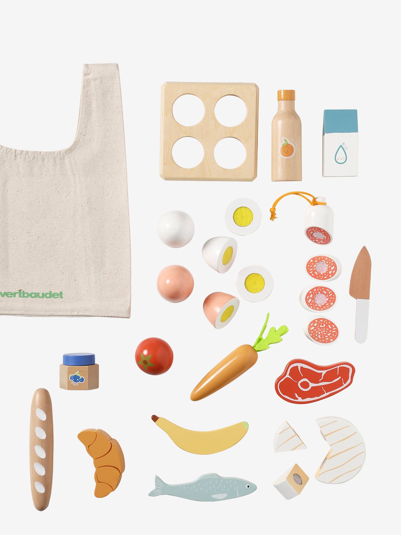Set d'aliments + sac de courses en bois FSC® bois (Vertbaudet) - Image 1
