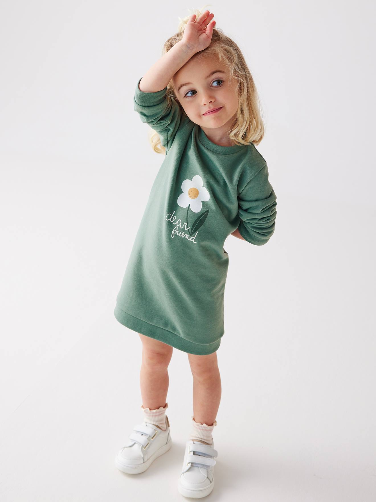 Robe en molleton fille vert émeraude