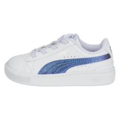 -Basket Enfant - Puma - Vikky Bioluminescence - Cuir - Blanc argent - Confort exceptionnel