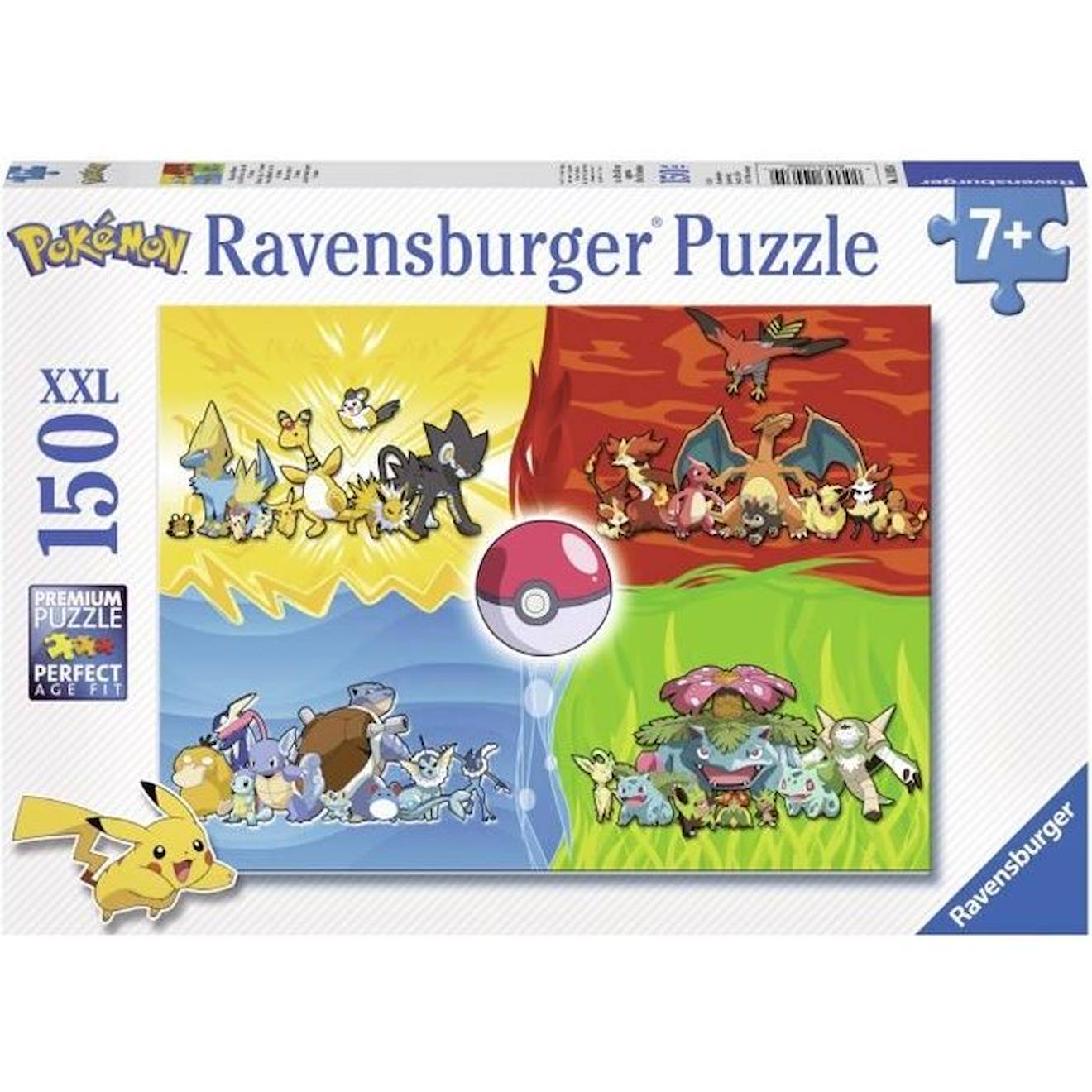 Puzzle Pokémon 150 Pièces Xxl - Différents Types De Pokémon - Ravensburger Jaune