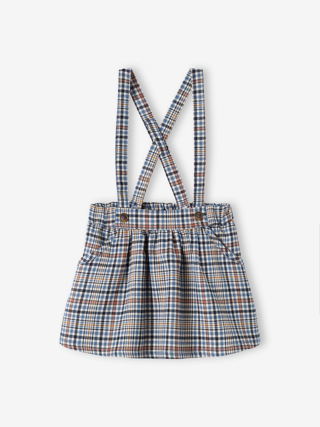 Jupes à carreaux bébé avec bretelles écru