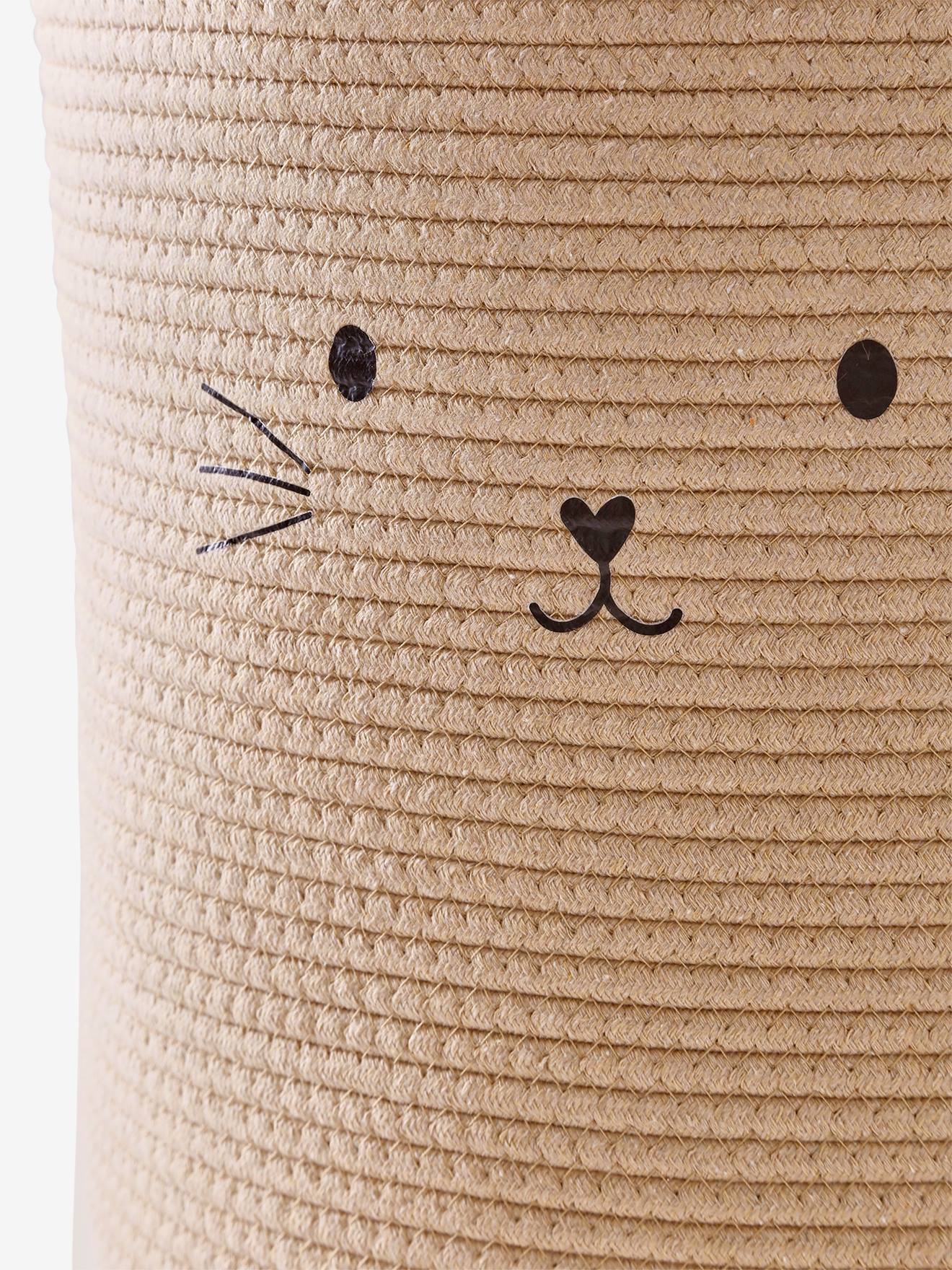 Panier de rangement XL en corde de coton Chat beige (Vertbaudet) - Image 2