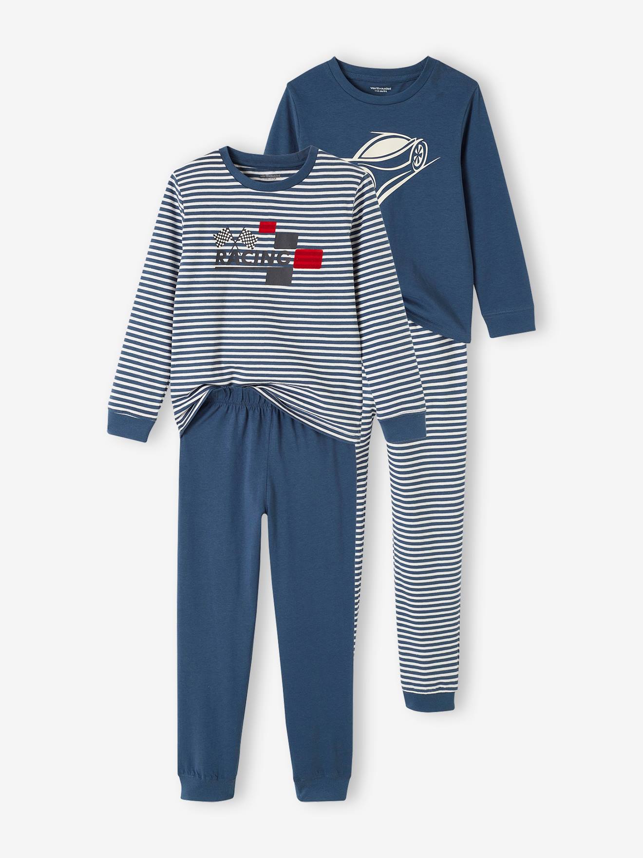 lot de 2 pyjamas voitures garçon bleu océan