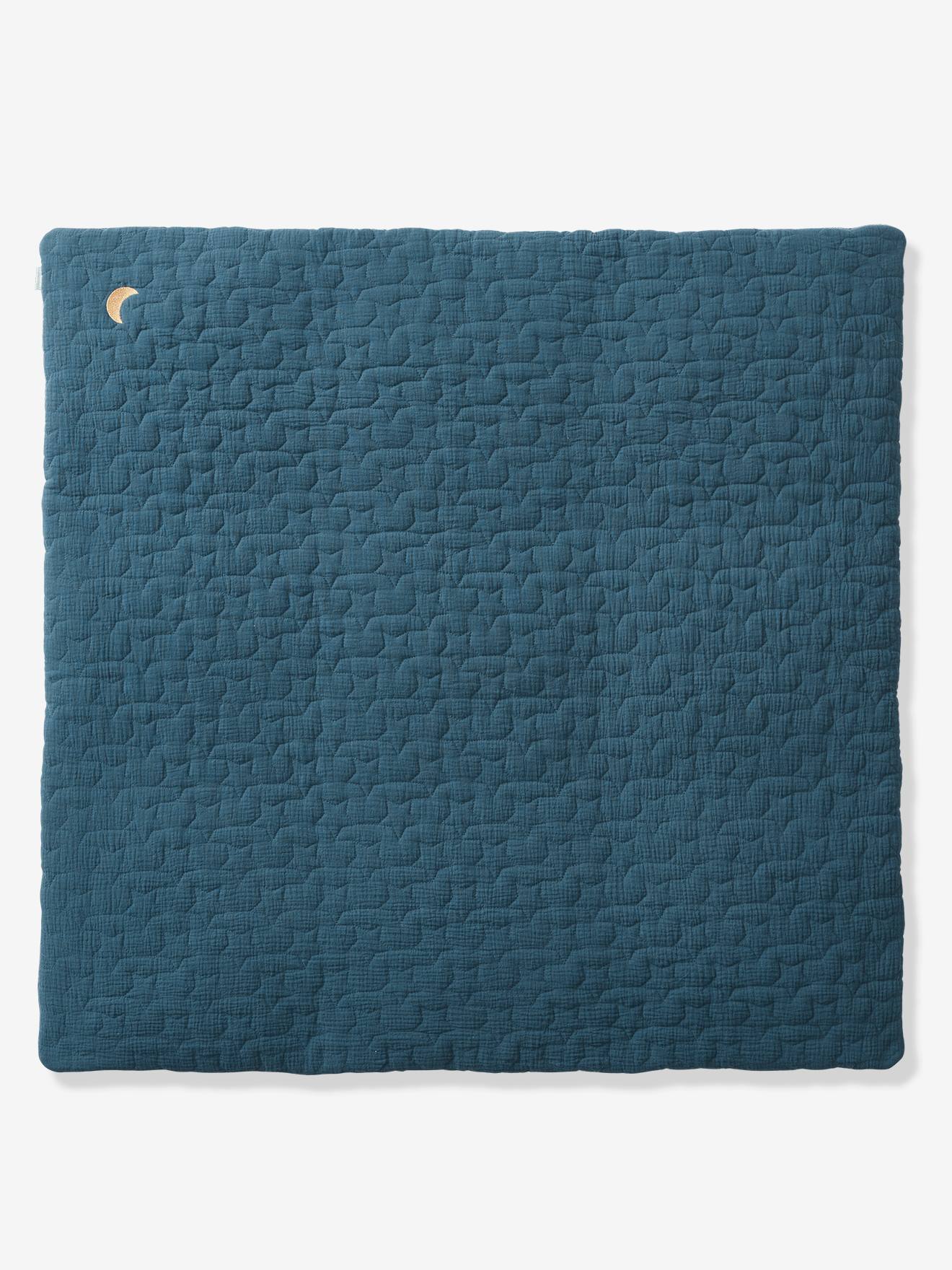 Tapis de sol / fond de parc en gaze de coton bio* FANCY bleu nuit
