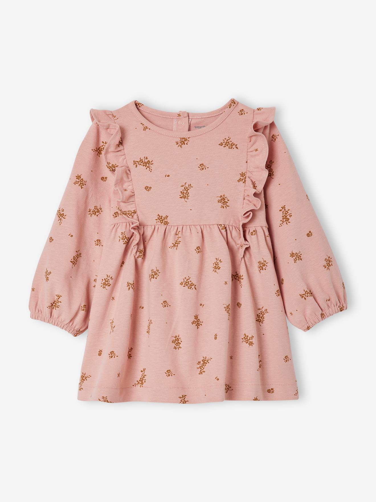 robe à volants bébé en jersey basics rose poudré