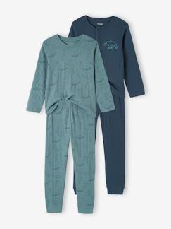 Lot de 2 pyjamas garçon ours maille côtelée  - vertbaudet enfant