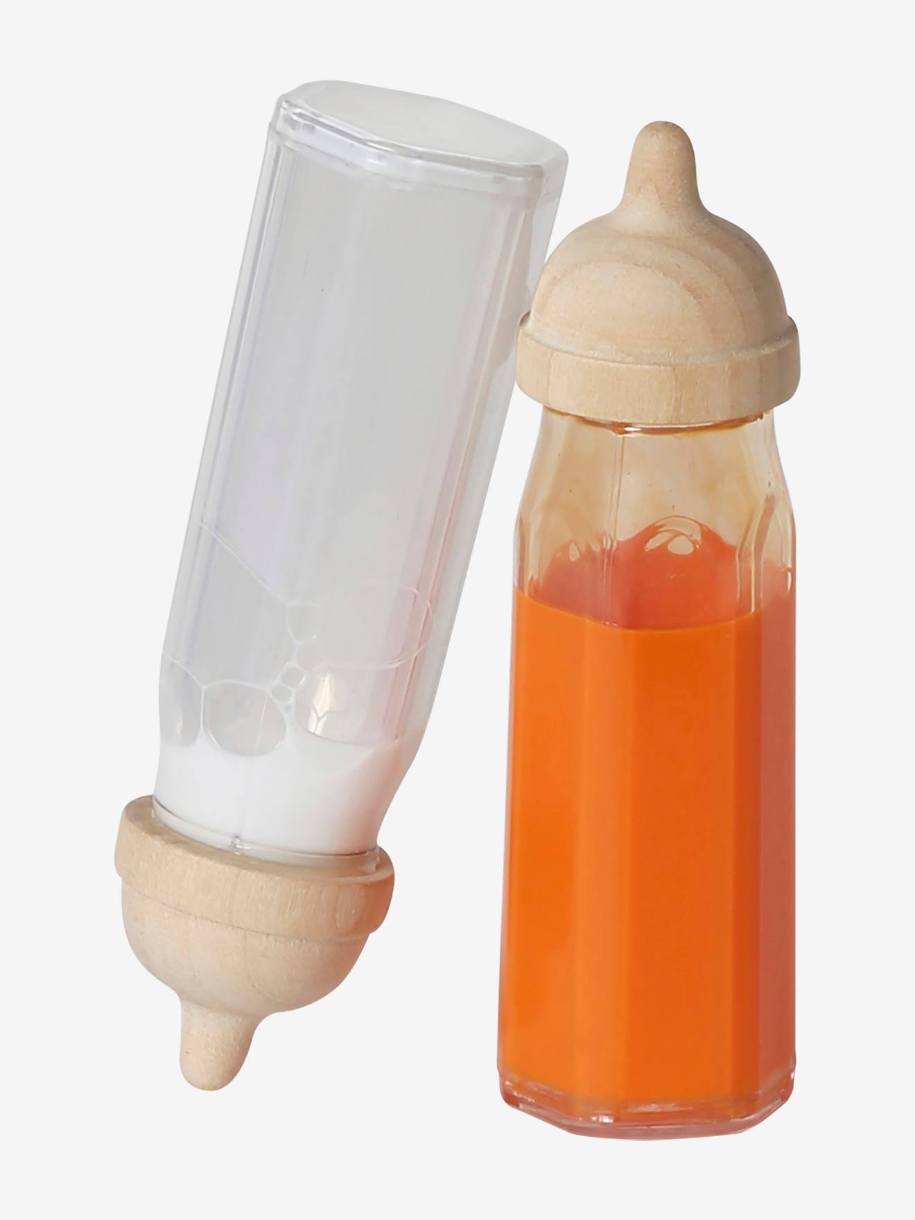Lot de 2 biberons magiques pour poupon en bois FSC® bois (Vertbaudet) - Image 1