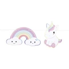 -Guirlande - Bébé - Licorne - 3,5 m - Rose - Carton fin