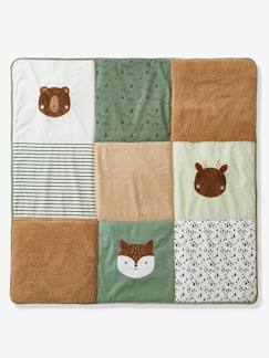 Jouet-Tapis de sol / Fond de parc patchwork en coton et sherpa GREEN FOREST