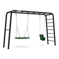 -Balançoire et cadre d'escalade - BERG - Playbase Large TL - Métal noir - 3 agrès - 3 ans et plus