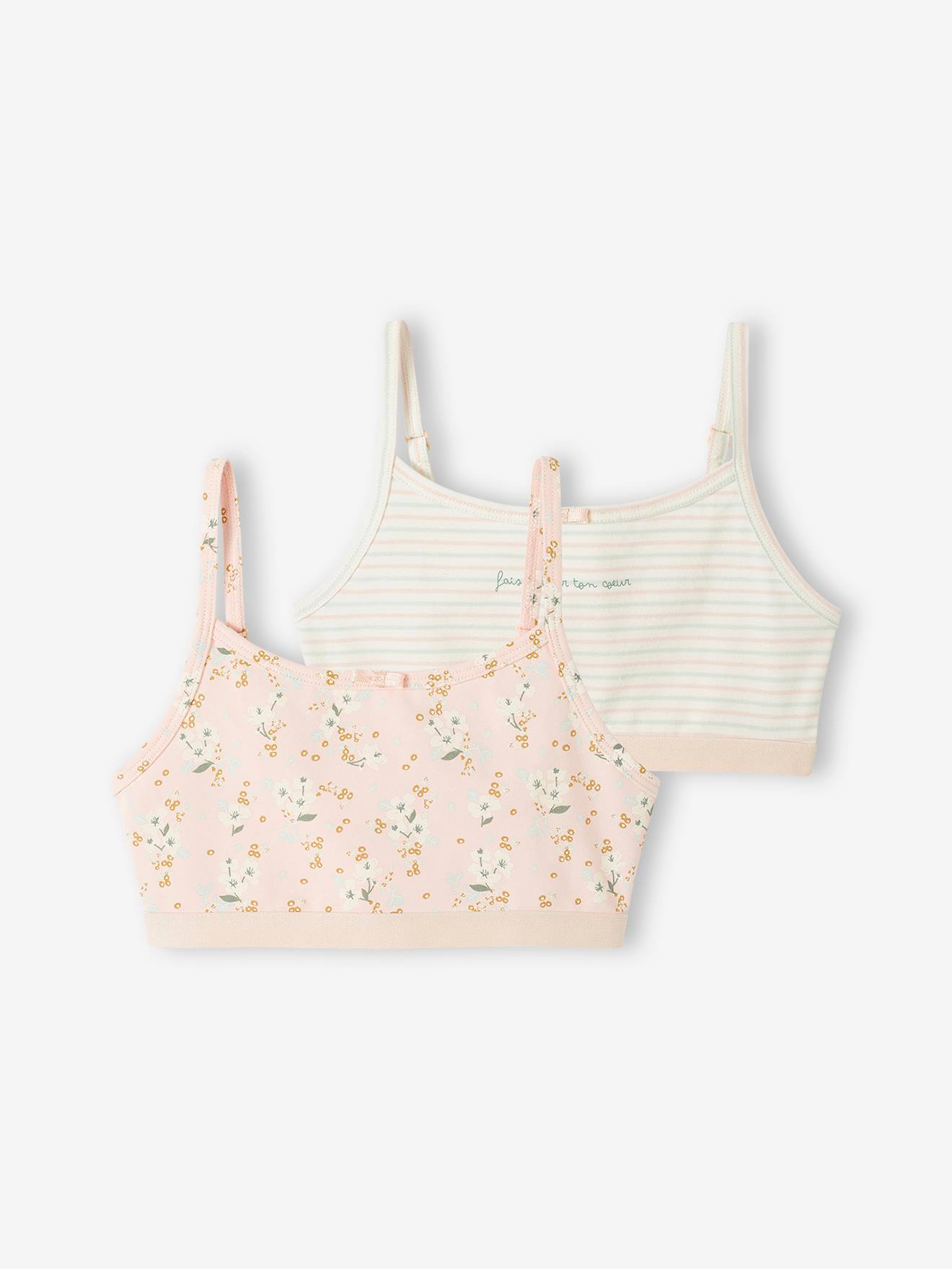 lot de 2 brassières fille flowers rose poudré