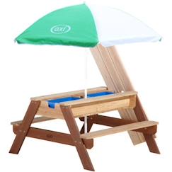 Table de pique-nique AXI Nick en cèdre tropical avec bacs de rangement et parasol  - vertbaudet enfant