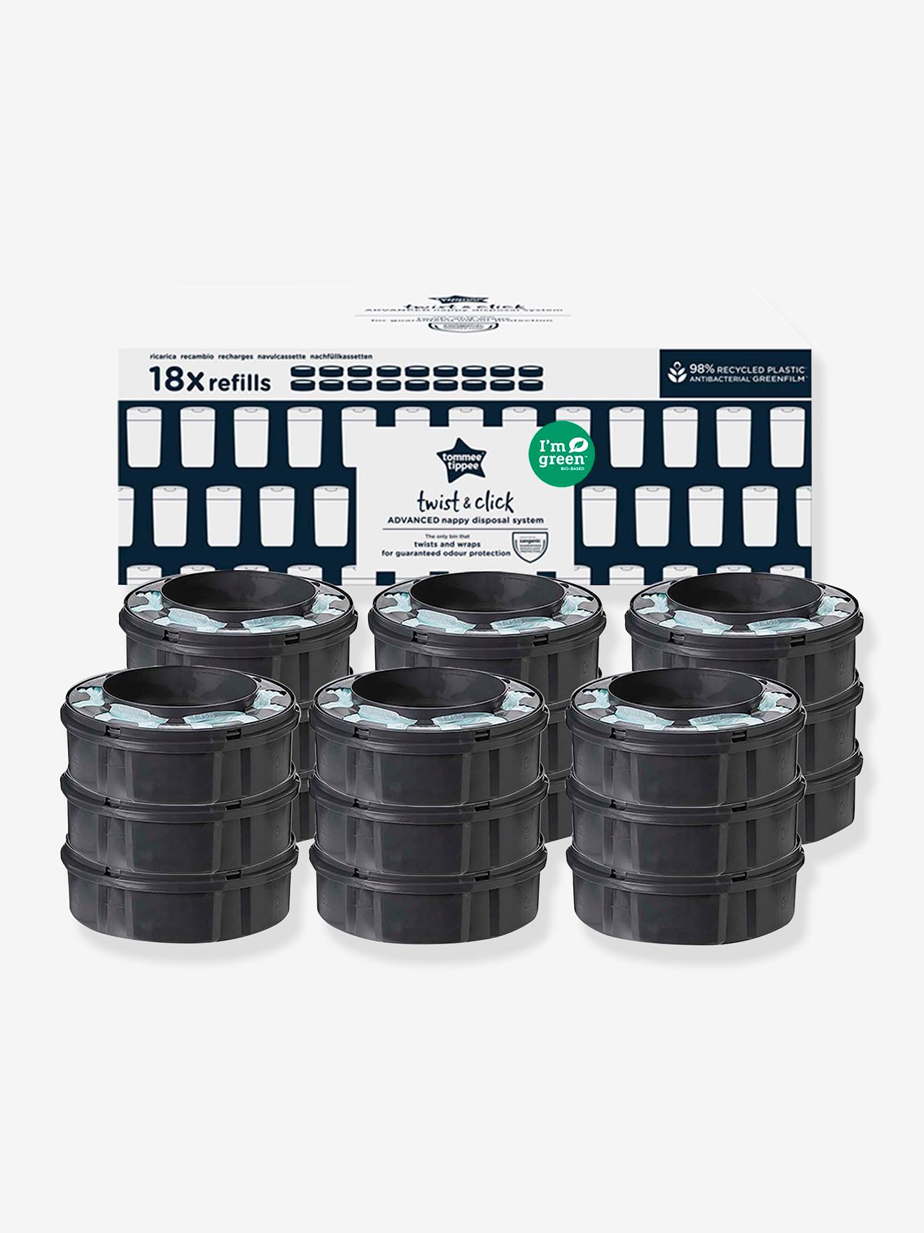 Lot de 18 recharges pour poubelles à couches Tec et Twist & Click Sangenic gris (Tommee Tippee) - Image 1