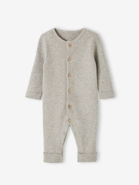 Vertbaudet - Combinaison en côtes bébé manches longues gris chiné