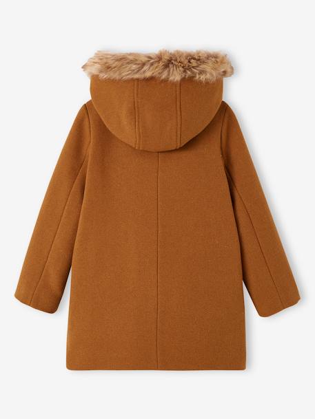 Duffle-coat à capuche en drap de laine fille fermeture par brandebourgs camel+encre 4 - vertbaudet enfant 