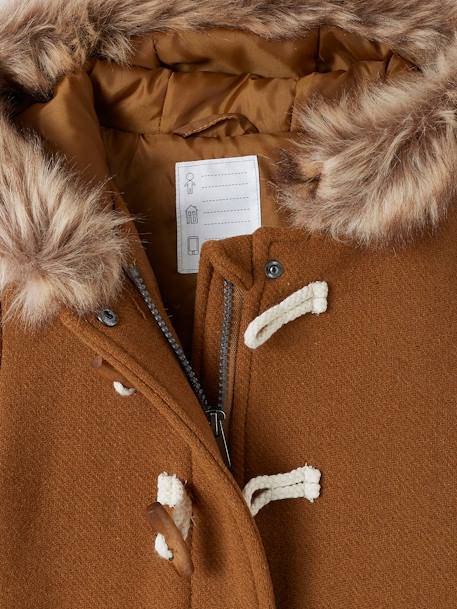 Duffle-coat à capuche en drap de laine fille fermeture par brandebourgs camel+encre 5 - vertbaudet enfant 