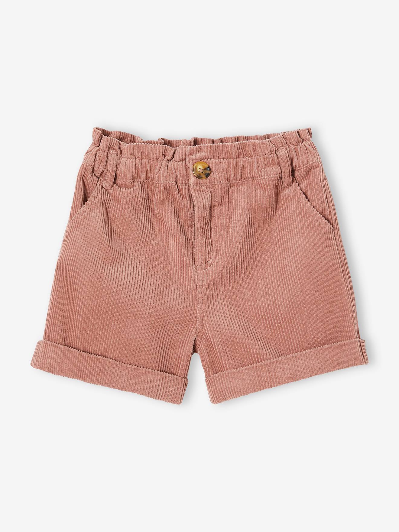 Short paperbag en velours fille bois de rose