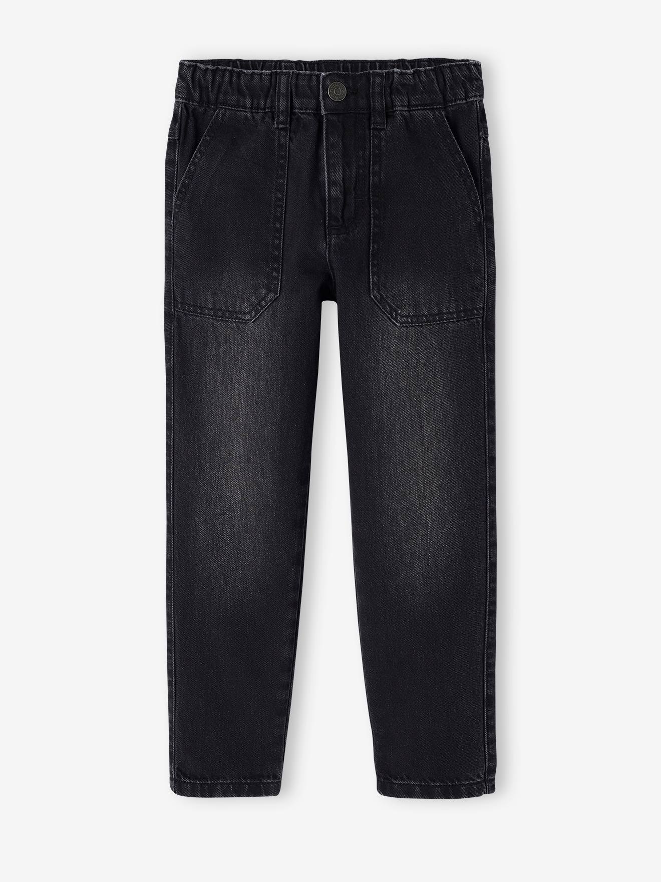 Jean large style charpentier garçon denim black