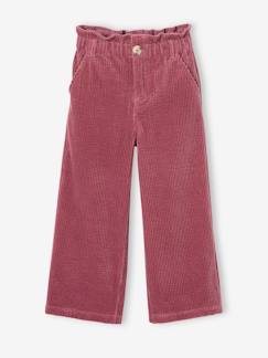 Pantalon fille large velours côtelé style paperbag   - vertbaudet enfant