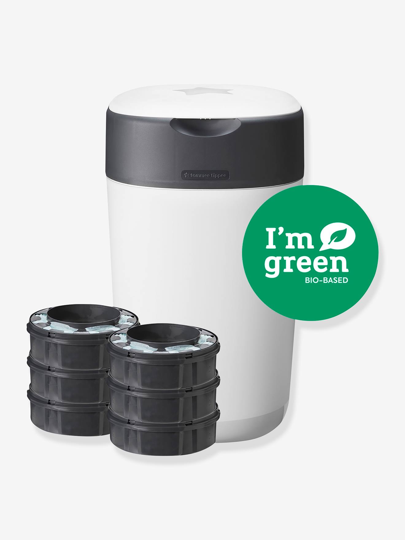 Starter pack poubelle à couches TOMMEE TIPPEE Twist & Click + 6 recharges blanc