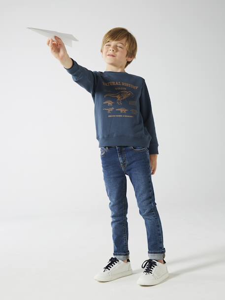 Sweat Basics motifs graphiques garçon blanc chiné+bleu nuit+bordeaux+noix de pécan+vert 12 - vertbaudet enfant 