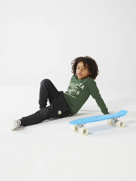 Sweat Basics motifs graphiques garçon blanc chiné+bleu nuit+bordeaux+noix de pécan+vert 33 - vertbaudet enfant 