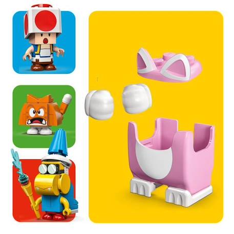 LEGO 71407 Super Mario Ensemble d’Extension La Tour Gelée et le Costume de Peach Chat, Figurine Toad, Jouet Château, Enfants 8 Ans JAUNE 3 - vertbaudet enfant 