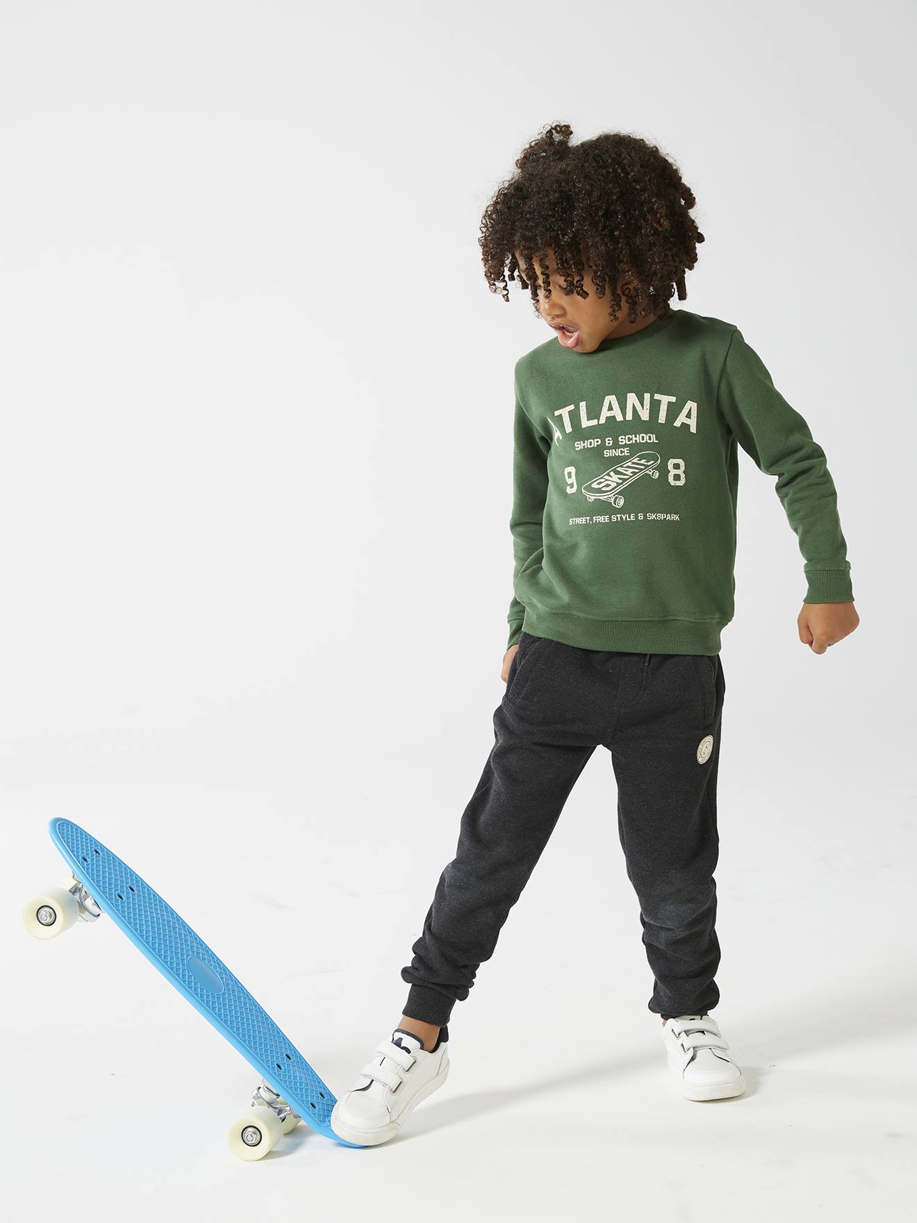 Vertbaudet - Pantalon jogging garçon en molleton noir chiné