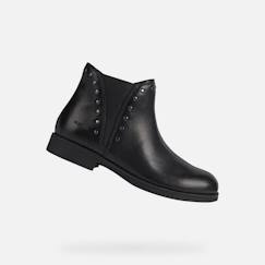 Chaussures-Chaussures fille 23-38-Boots, bottines-Bottine Enfant - Geox - Agata - Cuir - Zip - Noir