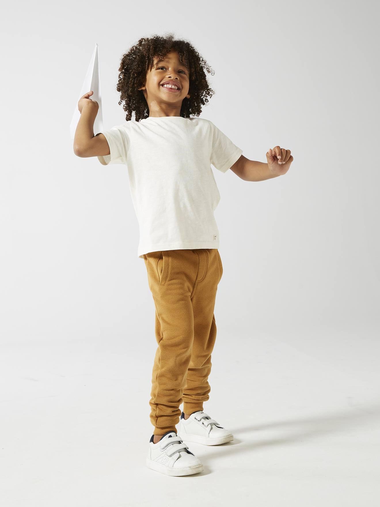 Pantalon jogging garçon en molleton ocre