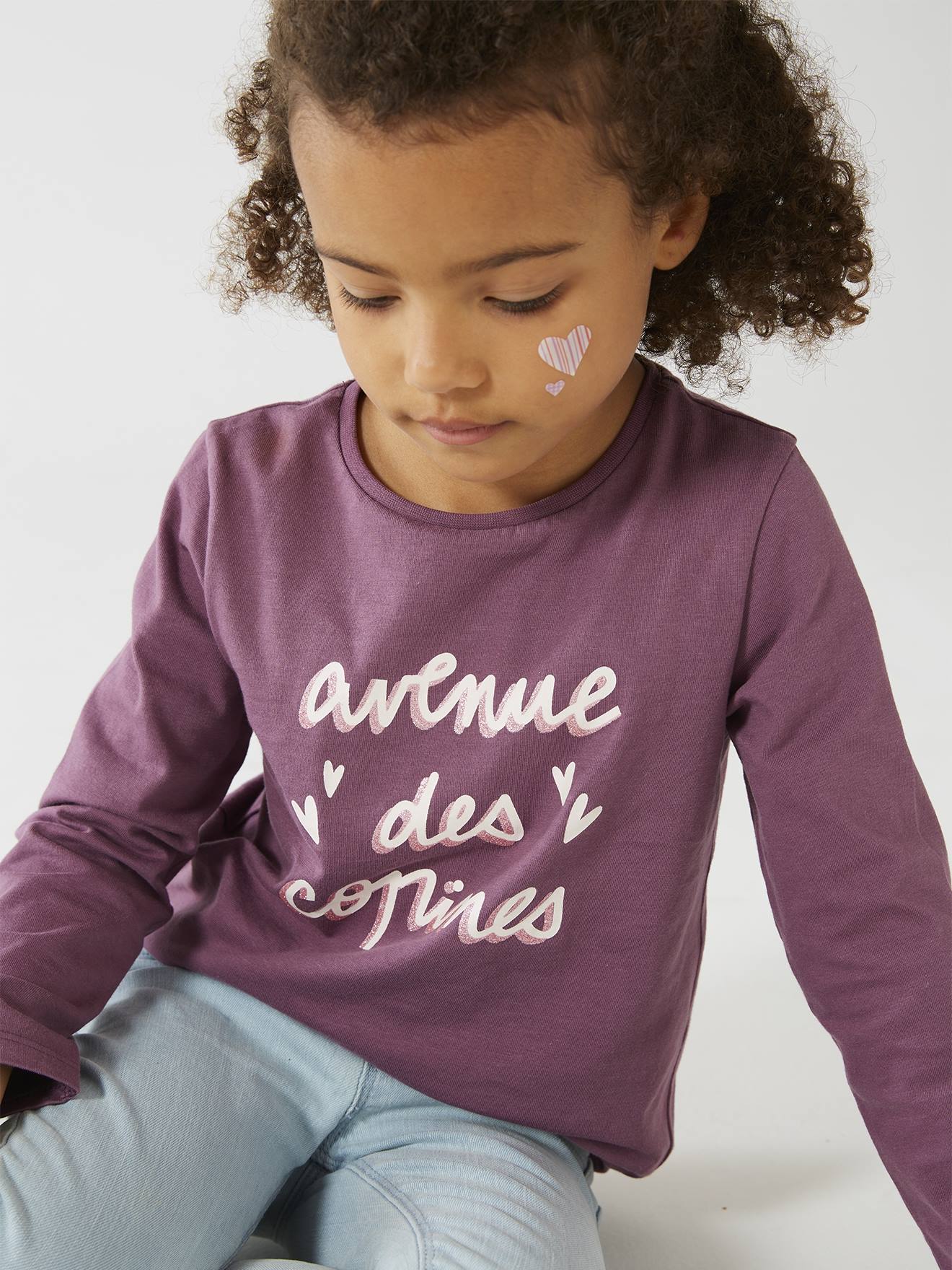 Tee-shirt à message Basics fille violet