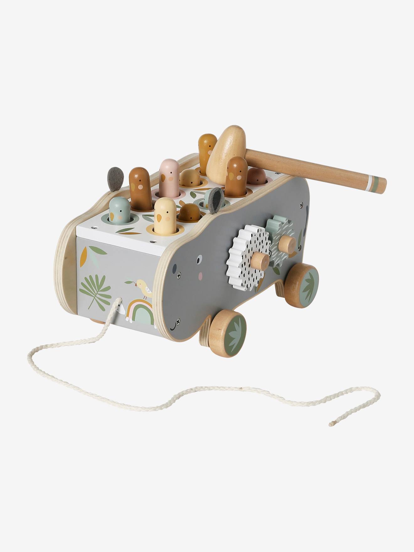 Hippopotame à tirer en bois FSC® gris (Vertbaudet) - Image 1