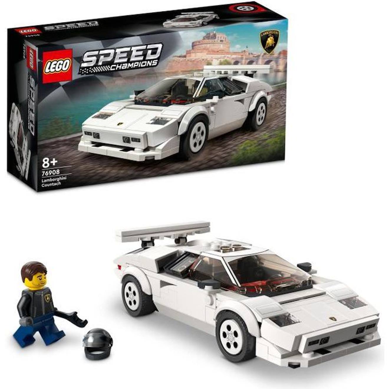 Lego® 76908 Speed Champions Lamborghini Countach, Jouet Modèle De Voiture De Course Pour Les Enfants