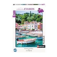 Jouet-Jeux éducatifs-Puzzles-Puzzle Nathan - Printemps à Portofino - 500 pièces - Thème Voyage et cartes - Vert