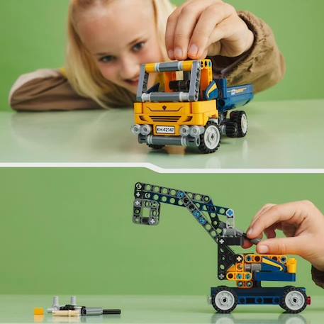 LEGO® Technic 42147 Le Camion à Benne Basculante, 2-en-1, Pelleteuse Jouet, Engin de Chantier BLANC 6 - vertbaudet enfant 