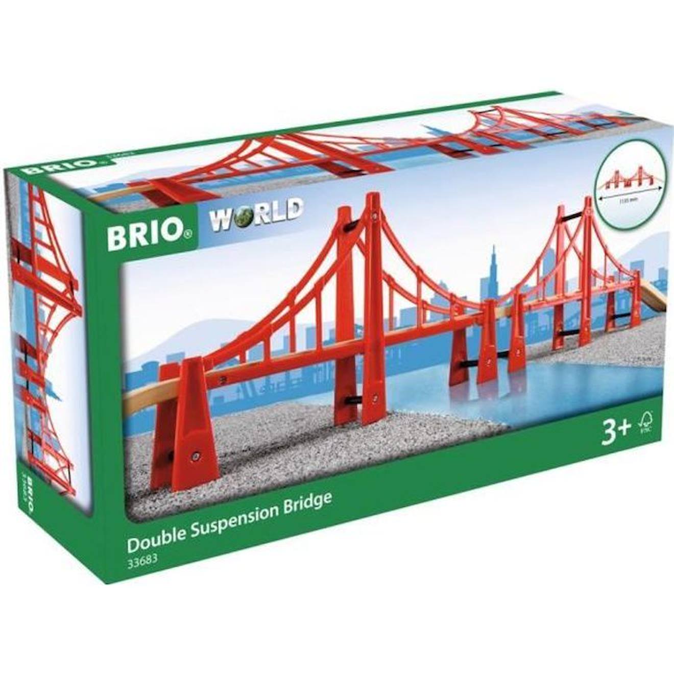 Pont Suspendu Double Brio 33683 Pour Circuit De Train En Bois - 113cm - Mixte - A Partir De 3 Ans Ro