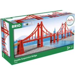 -Pont Suspendu Double Brio 33683 pour Circuit de Train en Bois - 113cm - Mixte - A partir de 3 ans