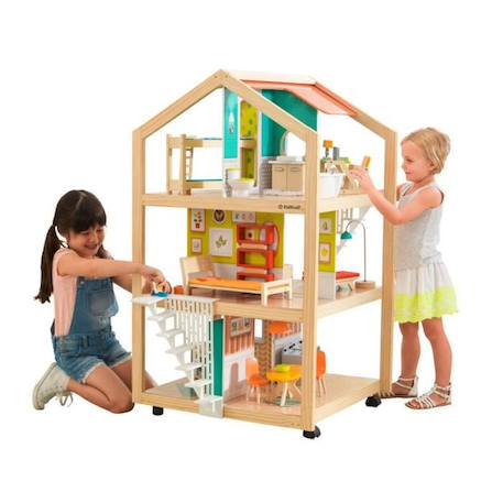KidKraft - Maison de poupées en bois So Stylish avec 42 accessoires inclus - EZ Kraft MARRON 2 - vertbaudet enfant 