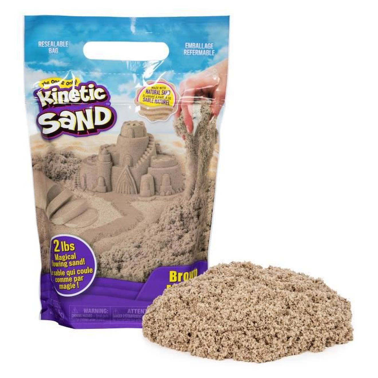 Kinetic Sand - Recharge De Sable Naturel - 907g - Pour Enfants Dès 3 Ans - Spin Master Blanc