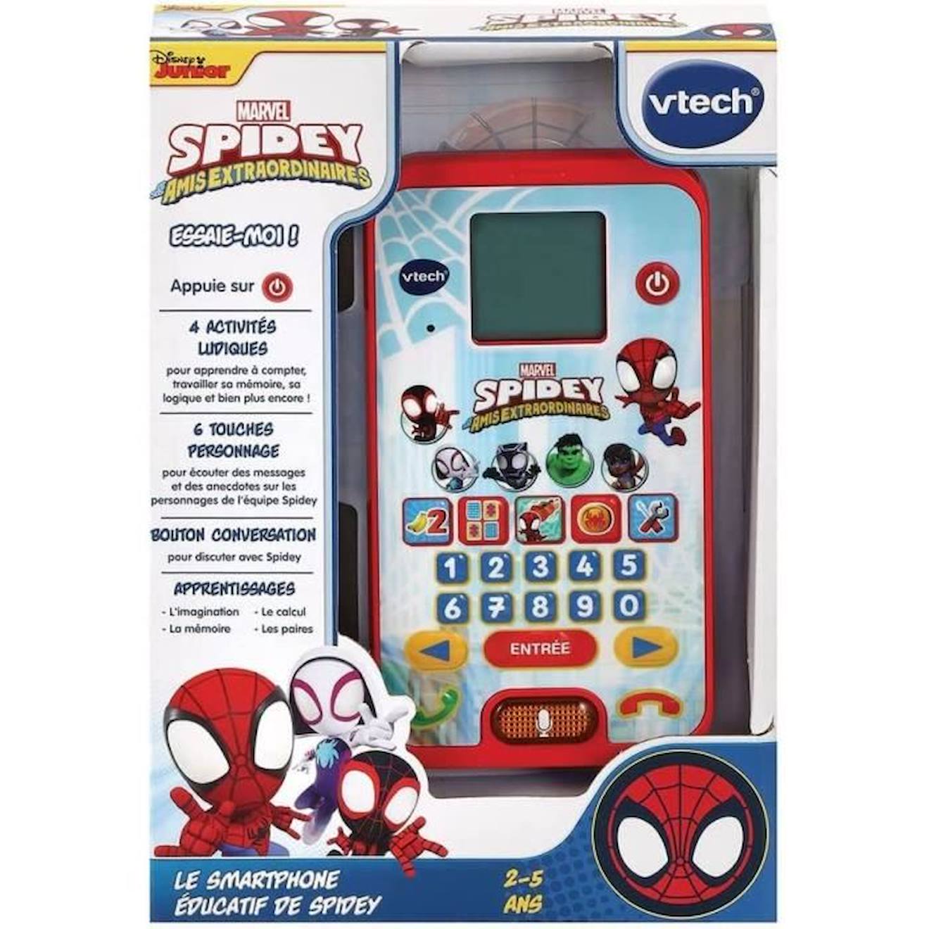 VTECH - SPIDEY - Le Smartphone Éducatif de Spidey - Enfant - Rouge - Mixte  - 3 ans - Pile rouge - Vtech